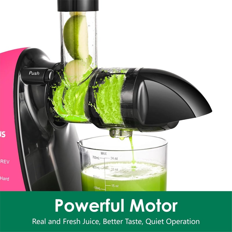 BRECIOUS Slow Masticating Juicer, Cold Press Juicers with 2 Speed Modes & Quiet Motor,Juicers Machines Vegetable and Fruit with Reverse Function,Celery Juicer,BPA-Free,Easy to Clean (Pink) - Image 3
